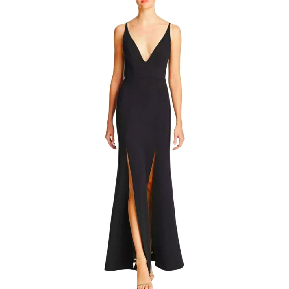 ABS Allen Schwartz Black Crepe Gown L